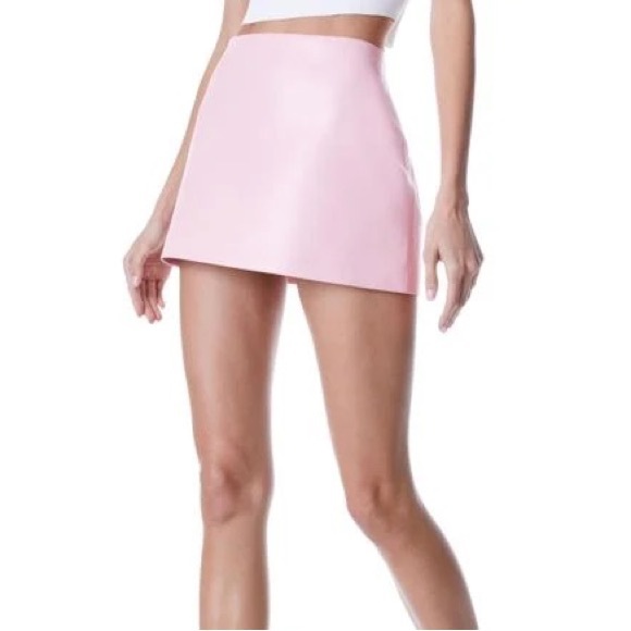 Alice + Olivia Pink Rubi Vegan Leather Low Rise Micro Mini Skirt - Picture 2 of 8